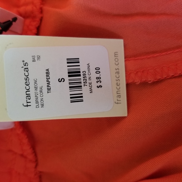 Francesca’s Dizzy Lizzy Paperbag Shorts Neon Coral - Picture 4 of 9